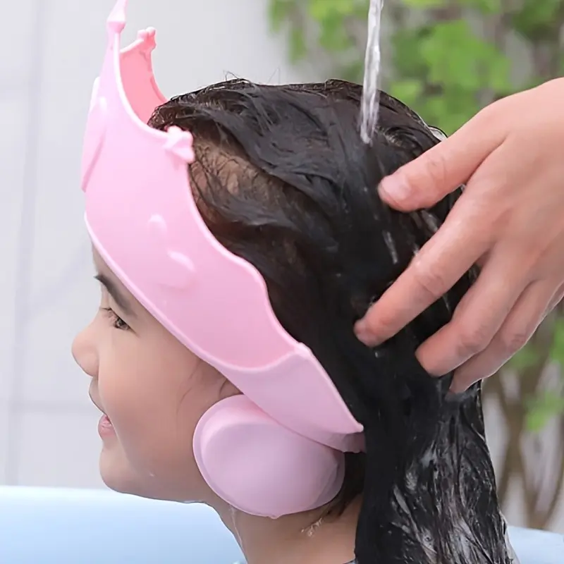 1 Piece Kids' Waterproof Adjustable Crown-Style Hair Washing Shield with Ear & Eye Protection, Bath Cap Helper for Children's Shower