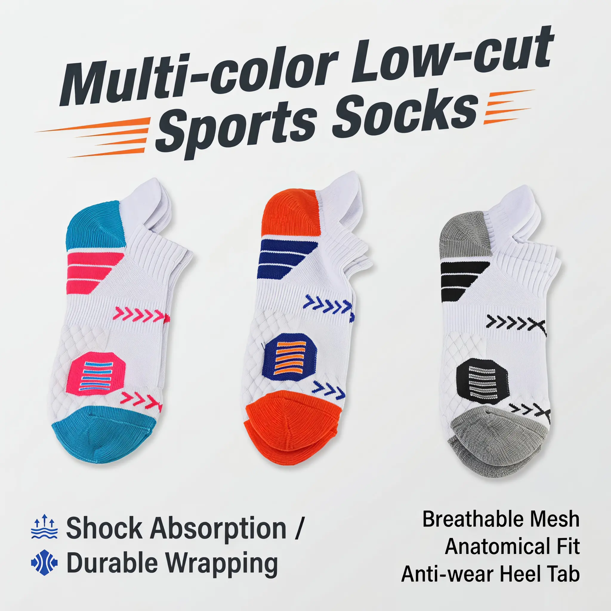 Unisex Low-Cut Athletic Socks with Arch Support, Cushioning, Non-Slip Design, Moisture-Wicking Fabric - Reduces Fatigue, Sweat, Blisters - Ideal for Running, Basketball Workouts