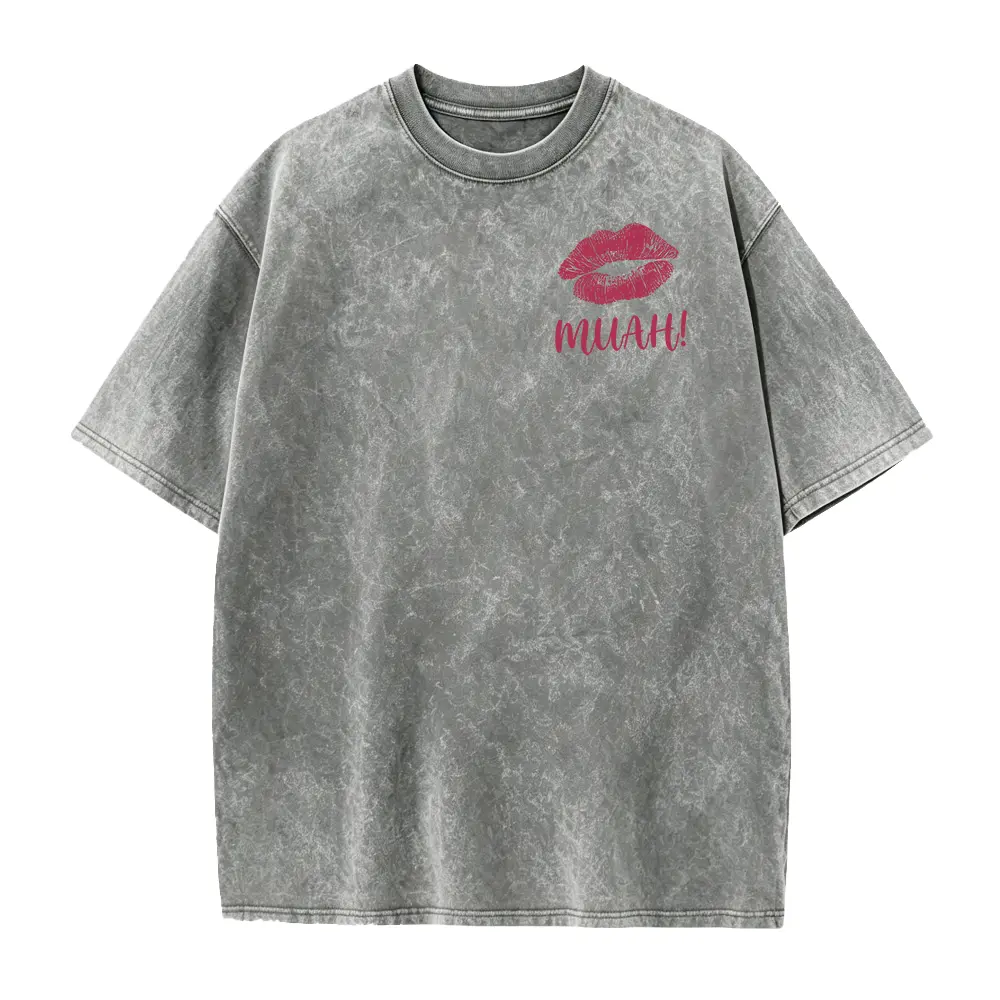 Muah Kiss Lips Shirt, Red Lipstick Print Tee, Cute Kissing Graphic Tshirt, Valentines Day Gift for Her, Flirty Women Shirt, Love Tee