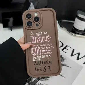 TPU Phone Case for iPhone 17 16 15 14 Pro Max 13 12 11 XR XS Plus E Christian Bible Verse Pattern Drop Protection Shockproof Soft Silicone Smartphone Cover Casing