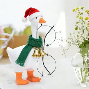 holiday  gifts 7-Inch Resin Goose Desk Statue with Magnetic Beak Funny Desktop Figurine Key Holder for Office Home Decor Housewarming Ornament Silly Decorative Accent