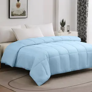 Viscose Made from  Comforter, Soft Lightweight  Size Summer Cooling Comforter Down Alternative Duvet Insert, 8 Corner Tabs(102x90 Inches, Light Blue-Summer)