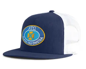 ALPHA TAU OMEGA 5-Panel Flat Bill Trucker Snapback Hat with Mesh Back