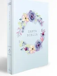 Biblia RVR 1960 letra grande, manual, tapa dura con nombres de Dios, flores azul / Spanish Bible RVR 1960 Handy Size, LP, HC with Names of God, blue flowers (Spanish Edition)