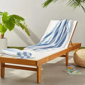 Sky Blue Cabana Stripe Pool & Beach Towel, 100% Cotton, Soft & Absorbent, Machine Washable, Quick Dry, Large, 2 Pack, Sky Blue, 30" x 60"