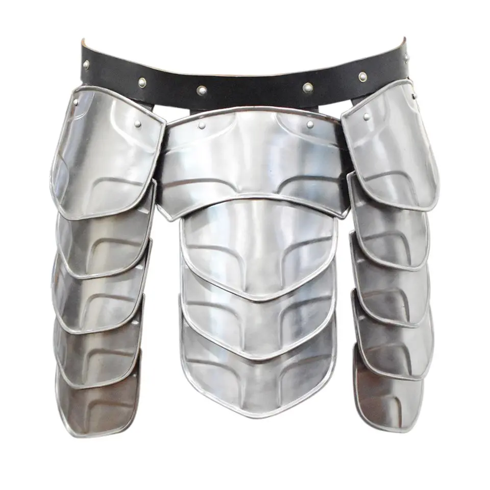 Men's Medieval Warrior Cosplay Costumes - Steel-Plated Waist Fauld Armor with Adjustable Leather Belt, Menswear Special Occasion Accessory