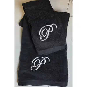 Monogrammed bath towel set.