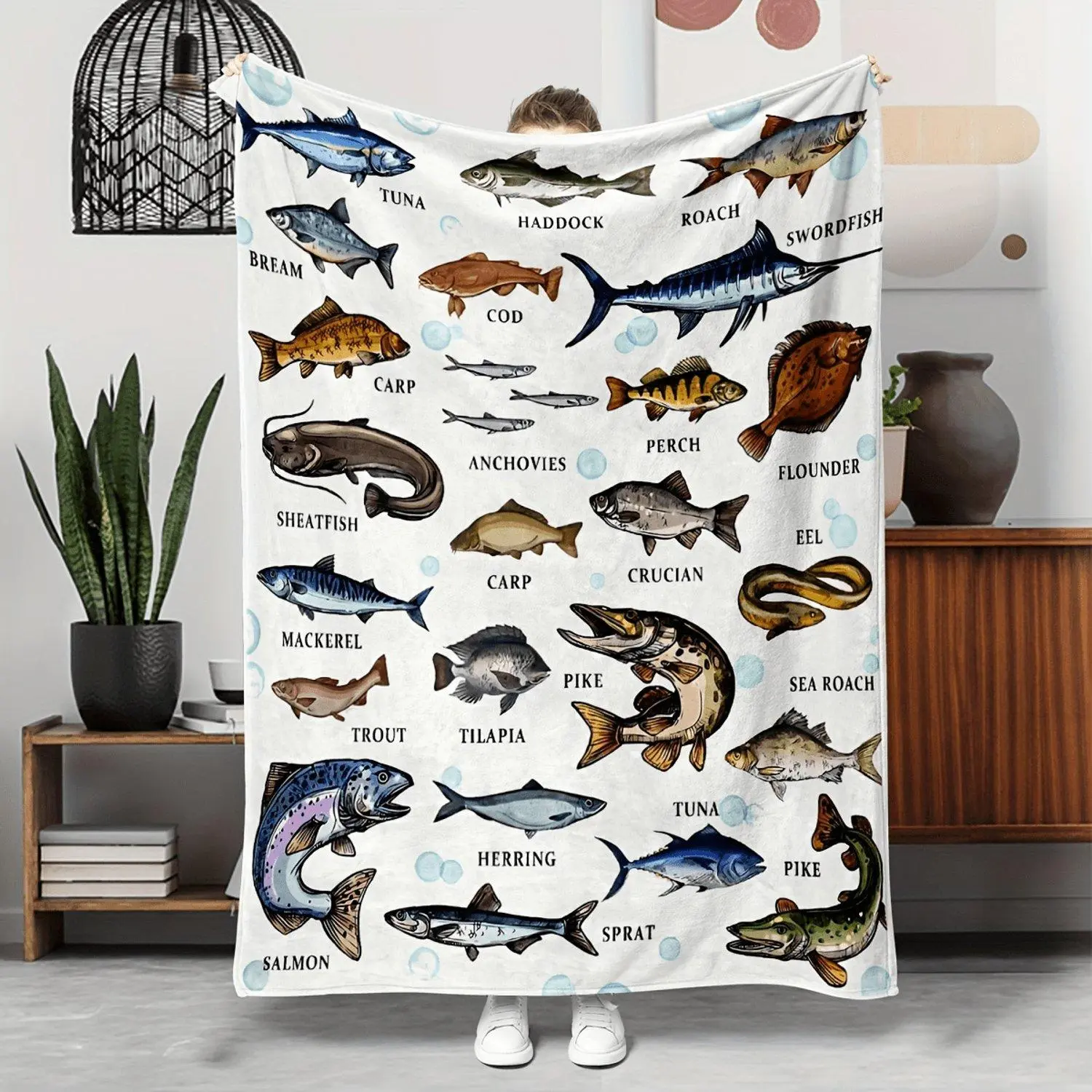 A Comfortable Fish-Themed Blanket, Suitable for Sofas, Beds, Office Naps, And As a Cover for Outdoor Travel And Camping, Featuring an Extra-Large Soft And Cozy Design