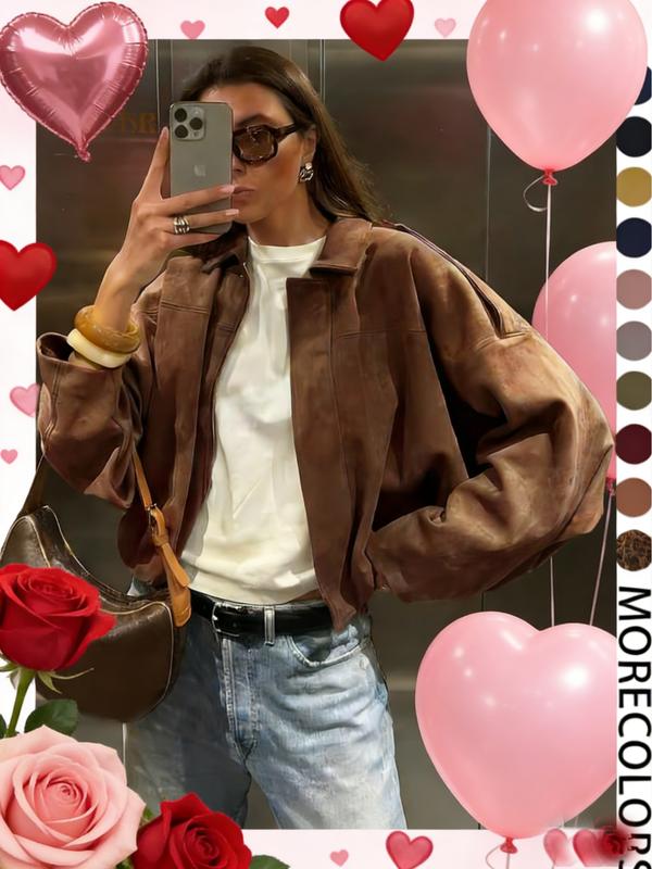 Women's Military Jacket, Army Green Loose Fit Coat For Spring & Autumn