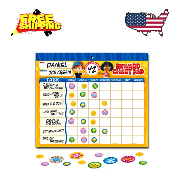 Behavior Reward Chart System - Pad with 26 Chore Charts for Kids, 2800 Stickers