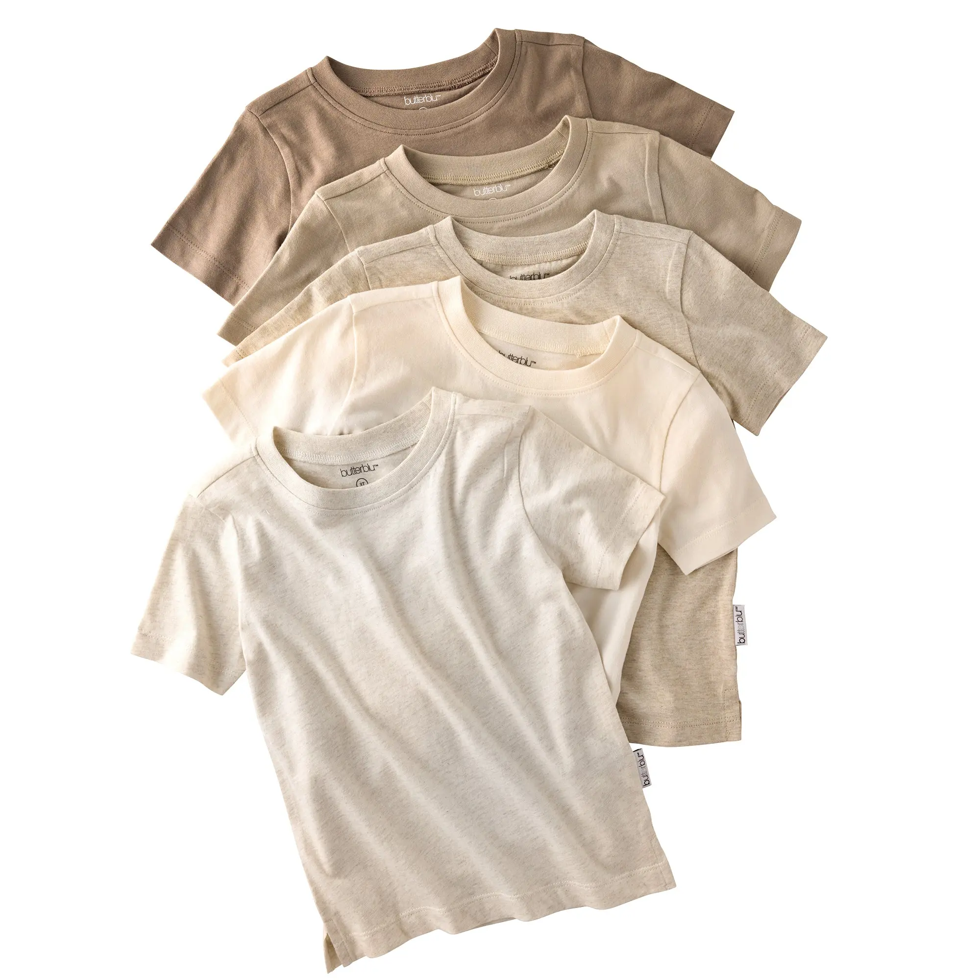 TAYLOR 5-Pack Toddler Short Sleeve T-Shirts 100% Organic Cotton