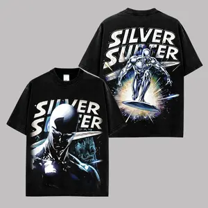 Silver Surfer Graphic Tee, Cosmic Character T-Shirt, Space Traveler Fan Apparel, Galactic Comic Hero Streetwear, Vintage Pop Culture Fashion, Unisex Cotton Casual Tee