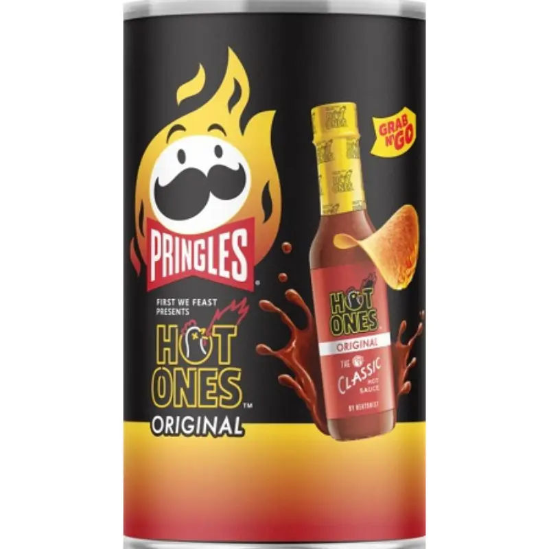 Pringles Hot Ones Original Spicy Crispy Potato Chips (12-Pack, 2.5oz Each) - Food and Snacks, Spicy Crisps & Puffed Snacks, Bulk Bundle, Savory Flavor, Party Favors, On-The-Go Pantry Staple