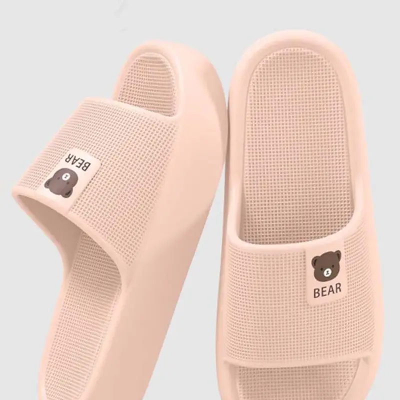 Women's & Men's Summer Casual Home Slippers, Thick Sole, Comfortable, Couple Style, Lightweight and Durable, Toe-Exposed, EVA Material, Non-Slip Slippers, Textured Slide, Mellow Slides, Open Toed Slippers