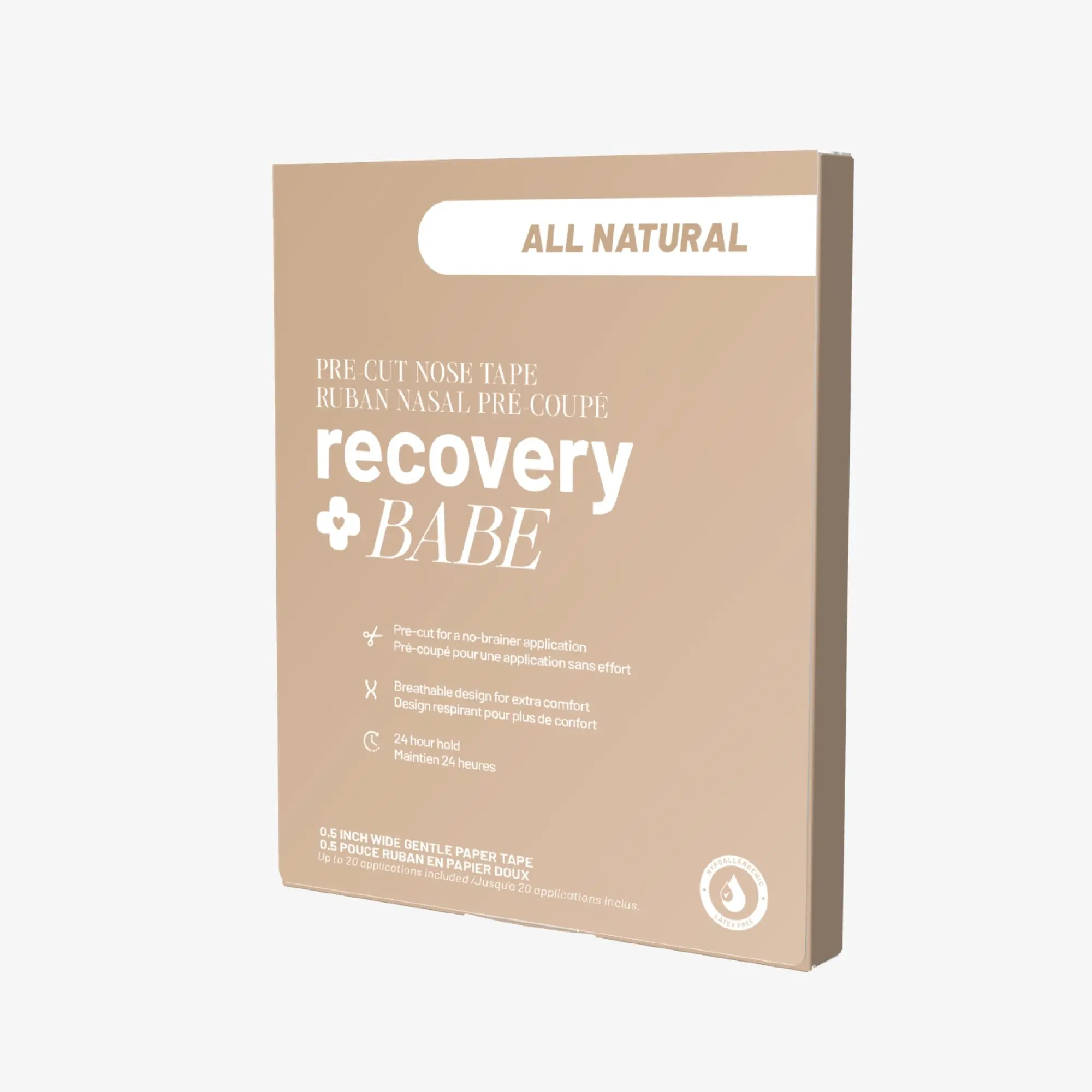 Recovery Babe All Natural Pre-Cut Nose Tape - Nude, Breathable, Easy Application for Post-Surgery, Beauty Sleep, Travel, Workouts, Everyday Routines - 10 Sheets, 20 Applications