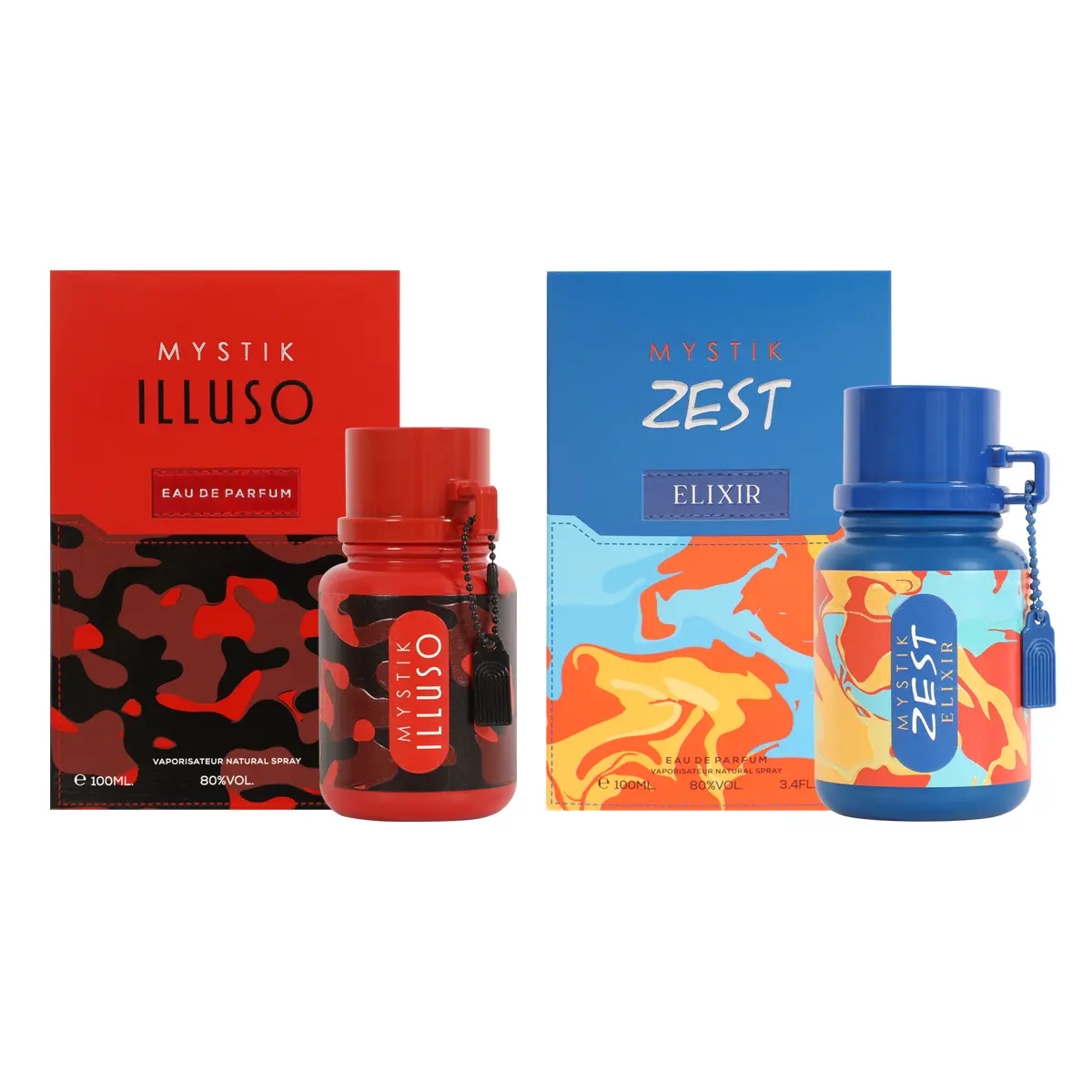 Mystik Illuso Eau de Parfum & Zest Elixir - 100ml Fragrance Set for Men and Women - Bold & Vibrant Scents - Perfect Gift