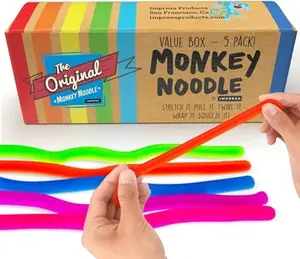 5 Pack Monkey Noodles Fidget Toys for Focus & Calm - Multicolor, 12 x 3 x 0.75 in - Sensory Stretchy String Fidgets for Valentines Day  Kids & Toddlers 3+