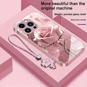 Suitable for [iPhone 13 Pro Max] high-end phone case，a beautiful four-leaf clover lanyard is included,exquisite and high-end design,a variety of colors are available for you to choose from YM99