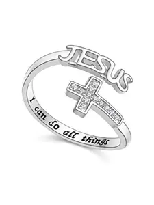 Cross Design Rhinestone Decorated Ring, Adjustable Ring for Women & Girls, Fashion Jewelry for Party, Daily Clothing Decor, Trendy Jewelry for Birthday Gift