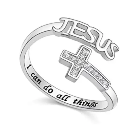 Cross Design Rhinestone Decorated Ring, Exquisite Trendy Ring, Statement Ring, Adjustable Ring for Women & Girls, Fashion Jewelry for Party, Daily Clothing Decor, Trendy Jewelry for Birthday Gift, Beautiful Rings