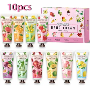 10 Fruit Scented Hand Creams Gift Set, Moisturizing Balm for Dry Hands, Perfect for Fall and Winter, Ideal Halloween, Christmas, Valentine's Day Gifts