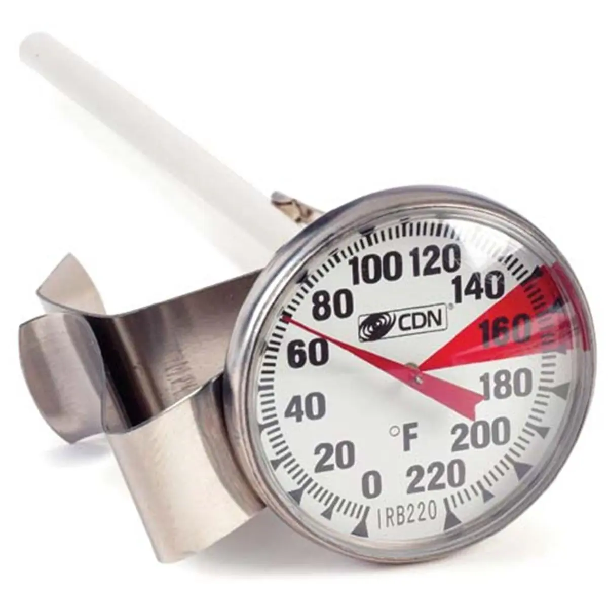 CDN IRB220-F-6.5 ProAccurate Insta-Read Round Face Stainless Steel Beverage & Frothing Kitchen Thermometer, 6.5 in Stem