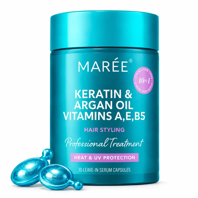 MARÉE Hair Serum Capsules – Anti-Frizz Hair Treatment – Keratin & Argan Oil – 30 Capsules
