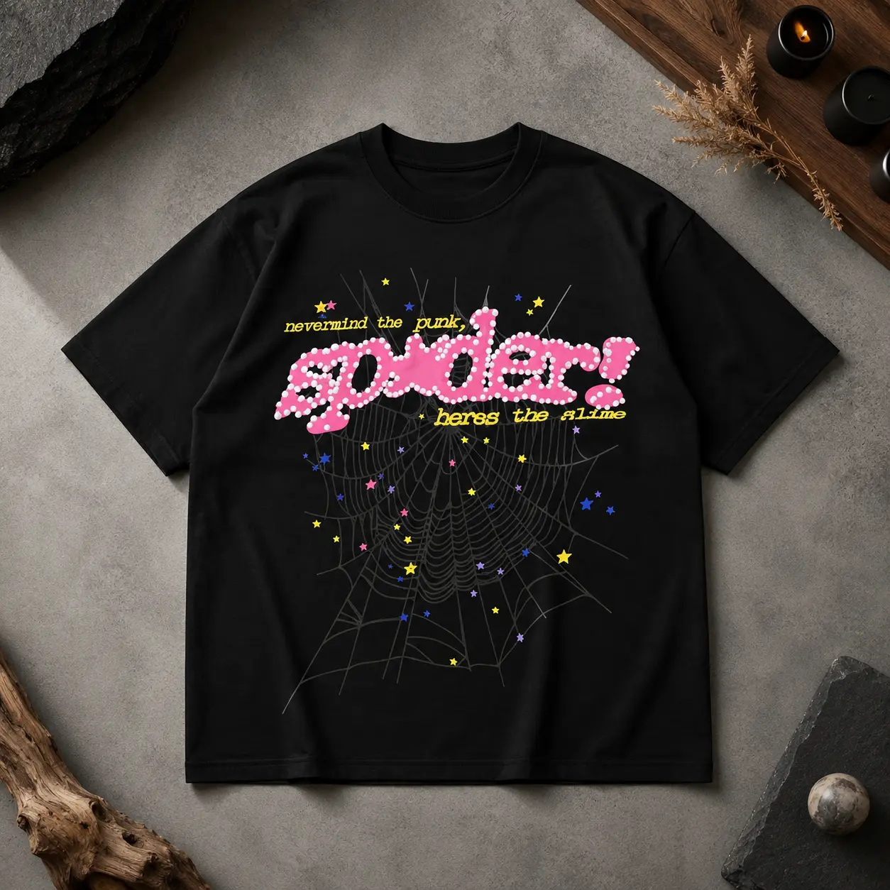 Spider Punk Graphic Tee, Nevermind The Punk Here’s The Slime Shirt, Y2K Spider Web T-Shirt, Halloween Grunge Tee, Gift for Women Men