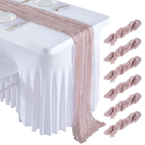 6/12 Pack Table Runner, Cheesecloth Table Runner, 10ft Table Runner, for Wedding Reception, Boho Rustic Wedding, Party, Bridal Shower Decor, Home Decor, Summerwins Father's Day Summer Vibes Outdoor Fun