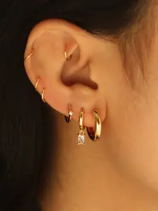 Women's Simple Earrings Set, Ear Studs, Copper Jewelry, Daily Wear & Party Accessories, Elegant Design, Perfect Gift Idea for Her