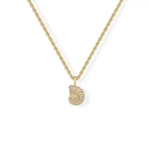 romantic gifts for wife “Coastal Whisper” Seashell Necklace | 14K Gold Plated Conch Pendant, Adjustable Knit Rope Chain, Dainty Summer Beach Jewellery Gift,