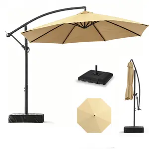 Docred Heavy Duty Patio outdoor umbrella With Base, Large Cantilever 10ft Umbrella Windproof Offset Umbrellas Heavy Duty Umbrella with 360-degree Rotation for Garden Courtyards, patios, poolside, green  camping, market umbrellas