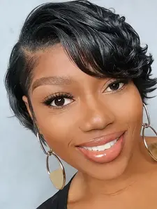 6-Inch Short Straight Human Hair Wig for Women, 13x4x1 Lace Front Wig, Casual Side-Part Bob Style for Everyday Wear, Curly Bob Wig, Glueless Bob Wigs, Lace Frontal Wig