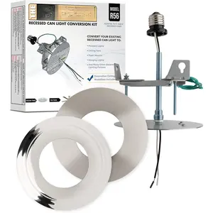 R56 Recessed  Light Conversion Kit w/ 7" 3/4  Flat & Beveled Ceiling Medallion -  Improvement for 5" & 6" s, Fan & Light Fixture  Kit, UL Certified, Polished Chrome