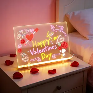 Valentine's Day LED Noteboard, Acrylic LED Light, Glowing Acrylic Message Board, Ultra-Thin Drawing Writing Lamp, Home and Commercial Use