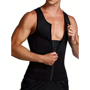 Men's Triple Breasted Slimming Tank Top Body Shaper Compression Vest With Zipper, 2 In 1 Waist Training Vest Underwear