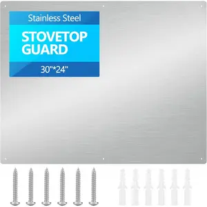 30 "x 24" thick heavy-duty range hood, stainless steel baffle, stove splash guard, 6 pre drilled holes for easy installation, keeping the wall clean, bright and beautiful (30 "x 24")