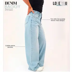 Denim Baggy Love You Jeans - Women's Bottom , Loose Fit, Casual Style, Ideal for Everyday Wear - Womenswear Pants Streetwear Basic Comfort Essential Tops Trouser Minimalist