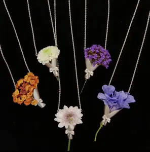 BloomWhisper Mini Bouquet Earrings, Necklace & Brooch, Handmade Wrapped Flower Accessories, Gift for Her