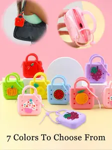 1pc Mini cute solid color silicone hole handbag, DIY coin purse, beach bag, zipper design, Secure zip closure, convenient to carry, can be hung on other bags, travel storage supplies, daily commuting, students, office workers