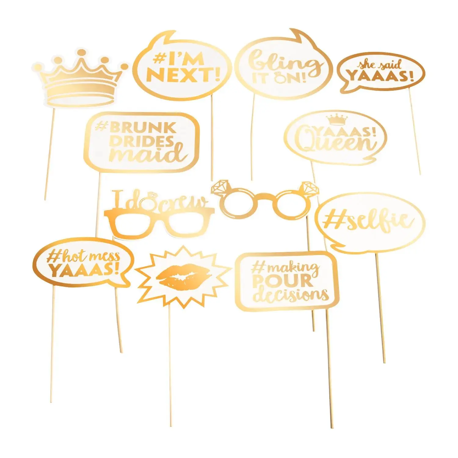 She Said Yaaas Photo Booth Stick Props - 12 Pc.