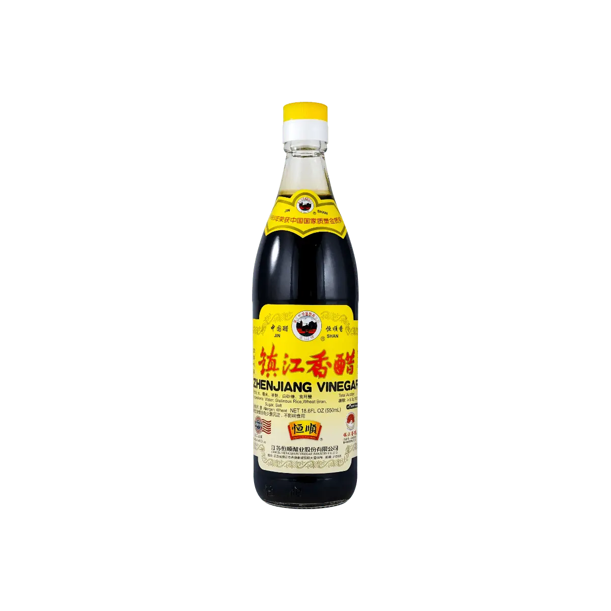 HENGSHUN Zhenjiang Vinegar 550ml - Authentic Chinese Black Vinegar for Cooking & Dipping