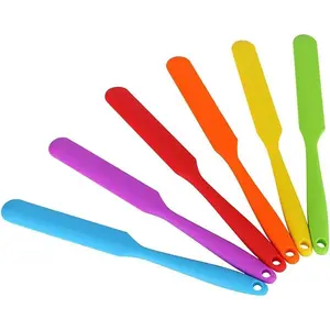Small  Spatulas Bulk for Kitchen, Baking, Cake Icing,  Craft(set of 6), Mini Silicon Scraper Tool, Jar Spatula with Long Handle Heat Resistant, Waxing Sticks Large with Slant for Hard Wax