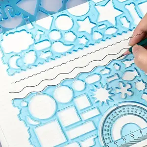 2pcs/set Multifunctional Geometric Ruler Stencil for Drawing and Crafting - Flower, Semicircle, and Geometric Patterns - Fun and Unique Gift Idea