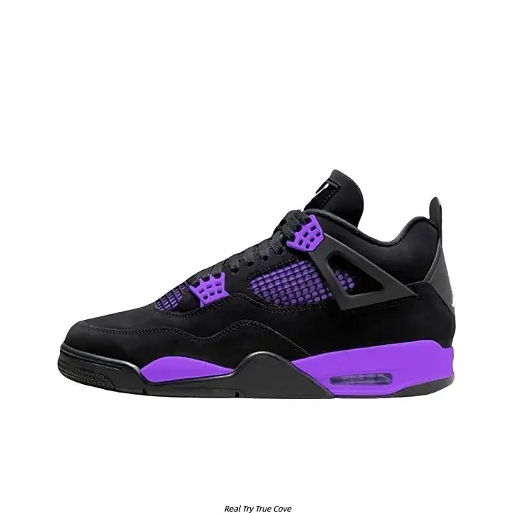 Black Purple Suede High‑Top Retro Sneakers For Men Women, Breathable Mesh Panel Street Basketball Shoes, Cushioned Non‑Slip Casual Flat Footwear For Streetwear & Daily Outdoor Occasions