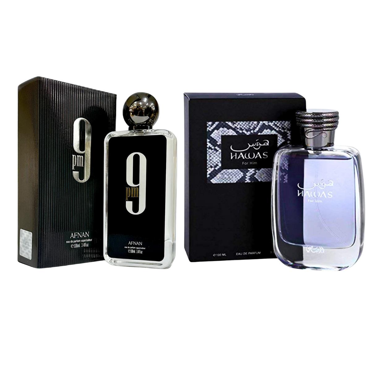 Value Bundle Rasasi Hawas 100ml & Afnan 9PM 100ml For Men - Fragrance Gift Combo - Long Lasting Fragrance Duo Value Bundle Rasasi Hawas 100ml & Afnan 9PM 100ml For Men - Fragrance Gift Combo - Long Lasting Fragrance Duo