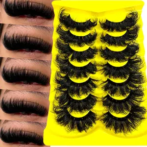 UMIRYAO 7 Pairs Extension Thick Long Reusable Extended Makeup Lashes 9D Faux Mink False Eyelashes, Multi-Layered Curly & Fluffy, Soft & Voluminous Drama Messy Mink Lashes, Cat Eye Shape,Comfortable & Versatile For Holidays & Parties Strip Lashes