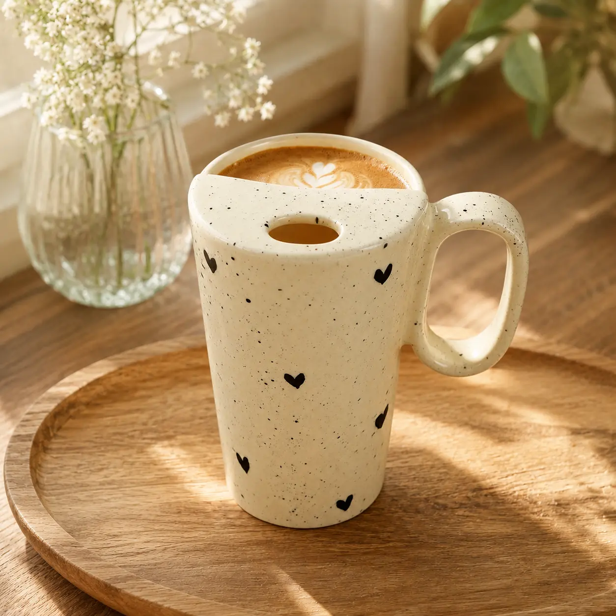 12oz Heart Handle Ceramic Coffee Mug Handmade Dishwasher Microwave Safe 12oz Perfect for Coffee Lovers Reusable Lead Free Ideal Mother Day Gift Cute and Convenient Design Cup Tumbler