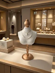 Wood Necklace Jewelry Storage Display Rack with Base, Elegant Home Jewelry Organizer for Necklaces and Earrings