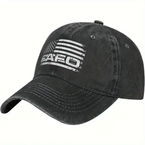 Fafo Men's Adjustable Distressed 6-Panel Black Wash Trucker Hat - Mens Hats for Casual Streetwear, Sports & Outdoor Accessory